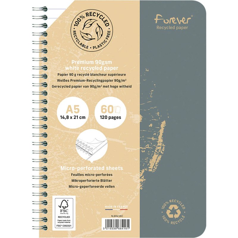 Cahier recyclé Forever Premium A5 - ligné - 120 pages