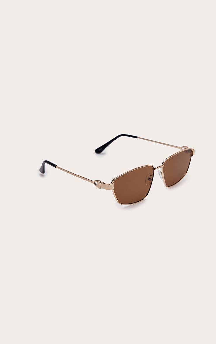 Doré Lunettes De Soleil Carrées Angulaires À Monture Métallique