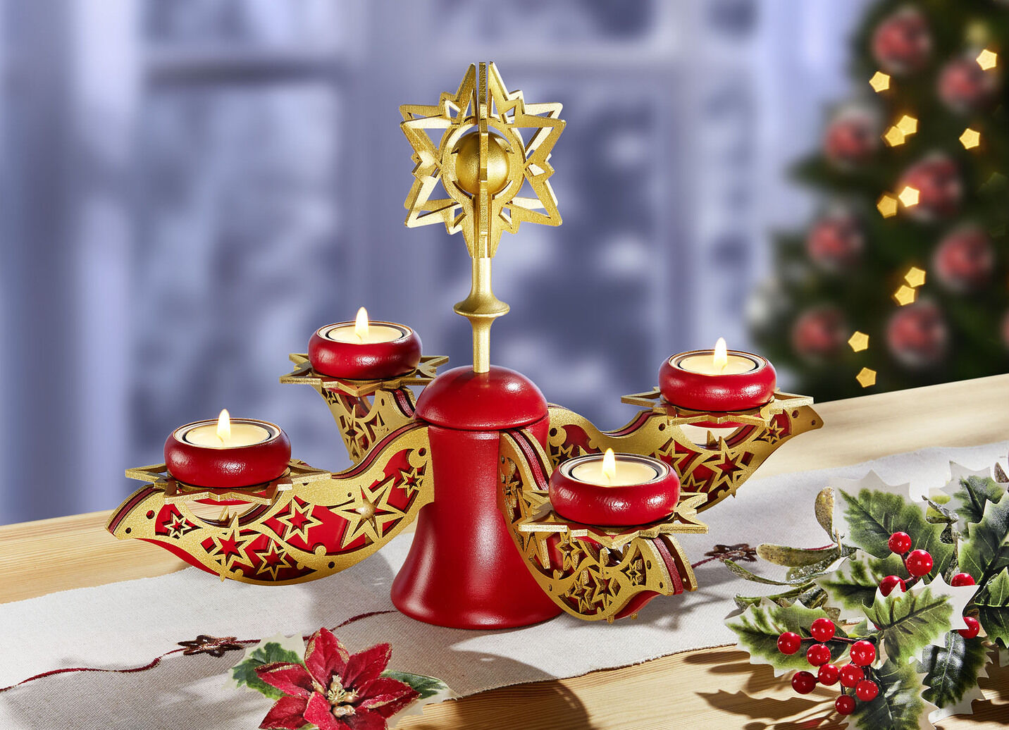 Handgearbeiteter Adventsleuchter aus dem Erzgebirge