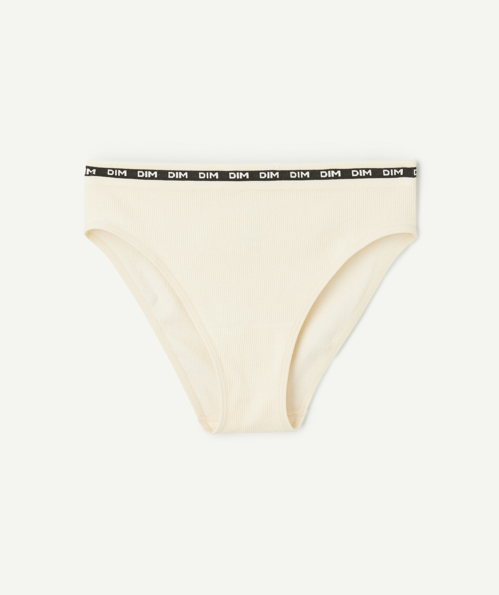 DIMculotte côtelée fille beige avec élastique noir