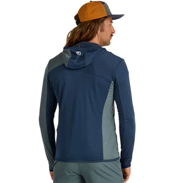 Veste polaire randonnée ORTOVOX FLEECE LIGHT GRID HOODED JKT DEEP OCEAN
