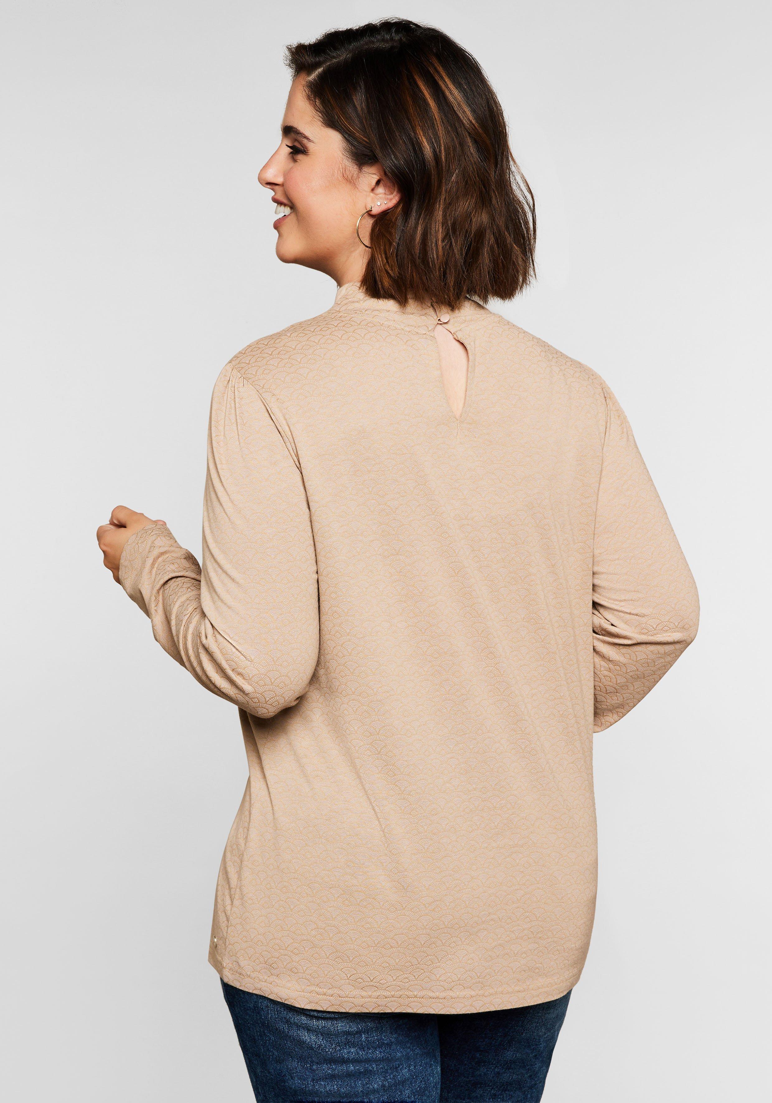 Shirt mit Frontdruck und Stehkragen