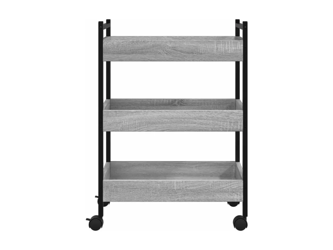 Chariot de cuisine sonoma gris 50x30x70 cm bois d'ingénierie