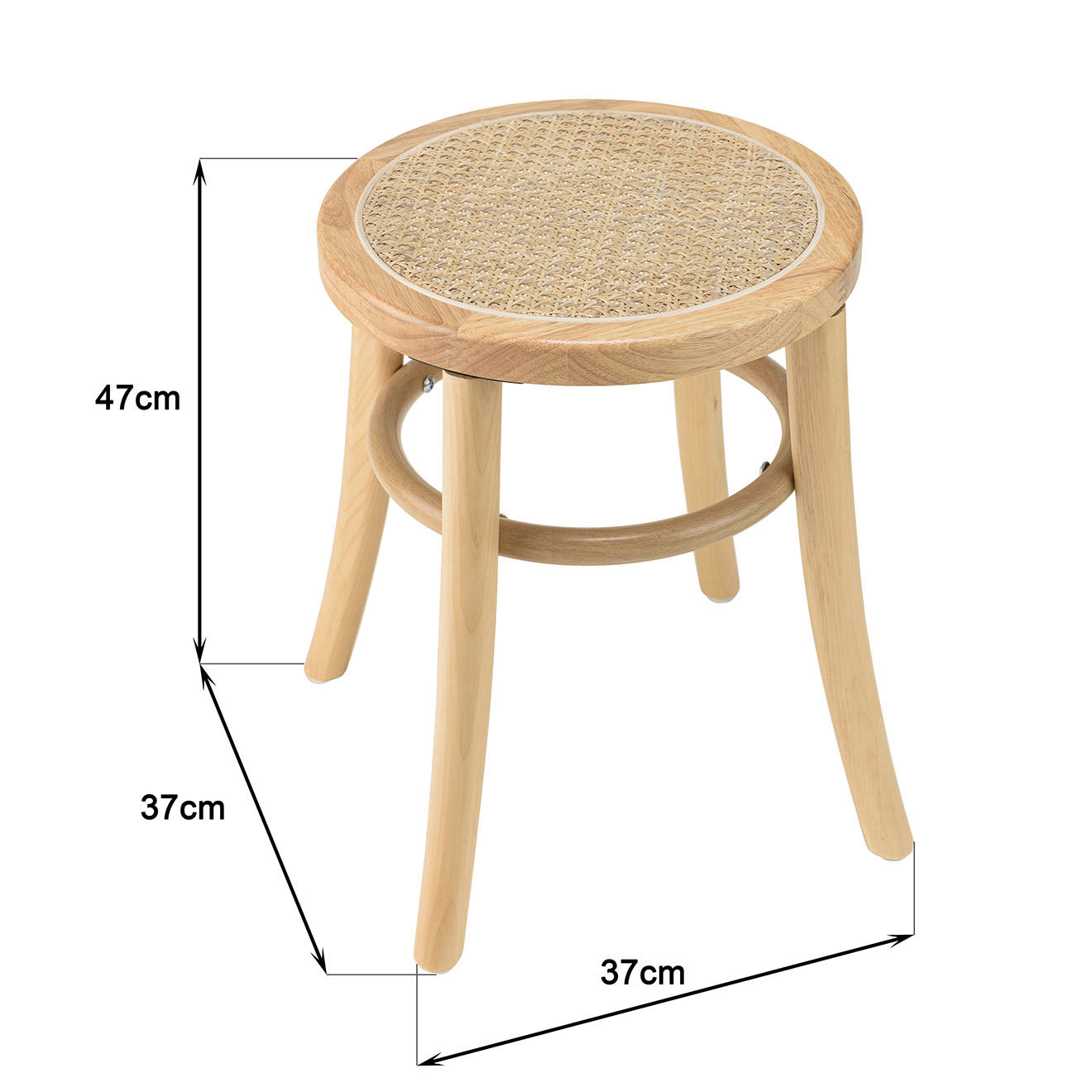 Macabane Tabouret en bois d'Hévéa Albane beige - 37x37x47 cm