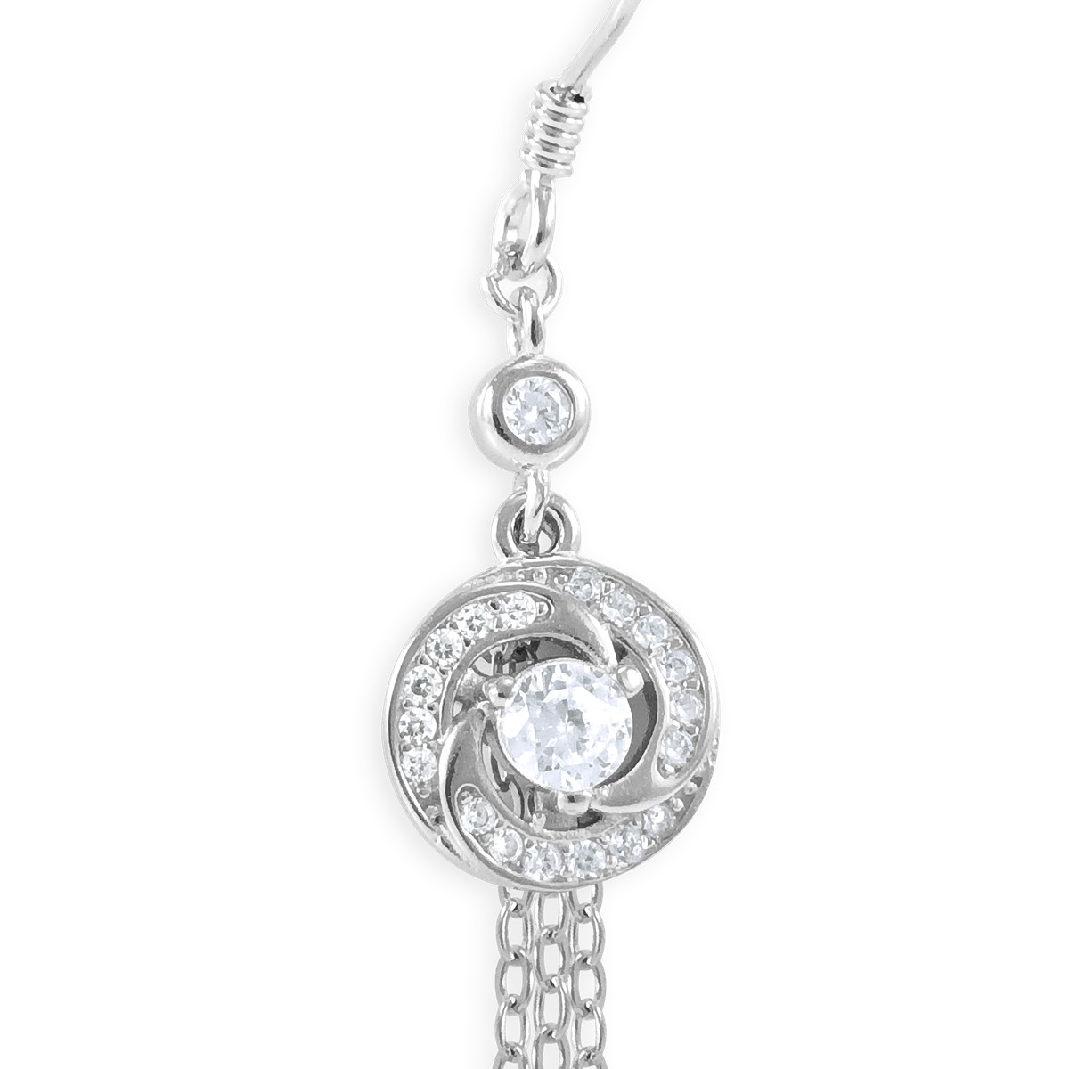 Boucles d'oreilles pendantes en argent 925 rhodié avec oxydes de zirconium