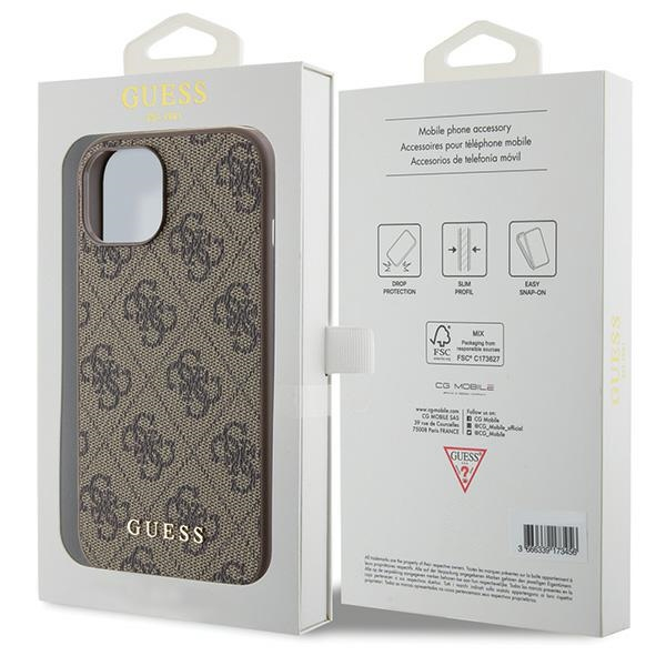 iPhone 15 Hybrid Hardcase Hülle Metal Gold Logo (GUHCP15SG4GFBR) - Braun