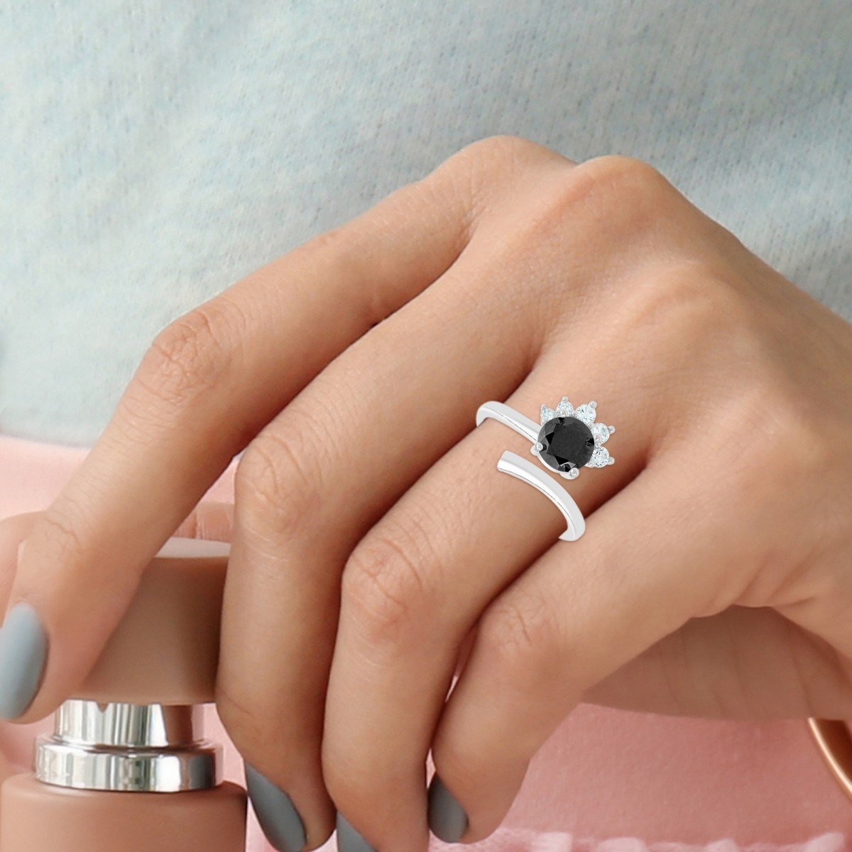 Bague fleur ajustable SC Crystal