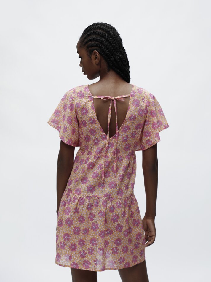 Vestido curto estampado - Laranja