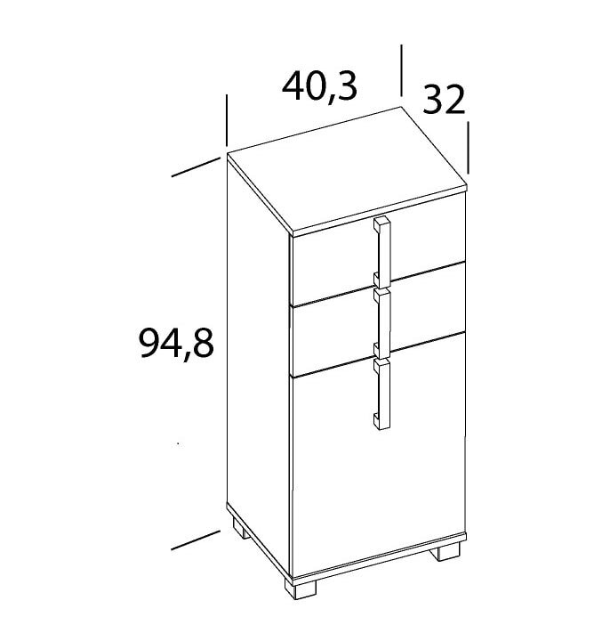 Unterschrank LUCA 40,3 x 94,8 cm weiß/ Eiche Landhaus