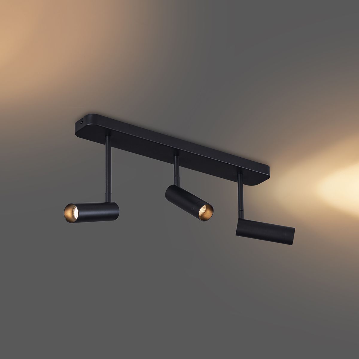 Afgerond plafondspot zwart GU10 35mm 3-lichts draai- en kantelbaar - Kate