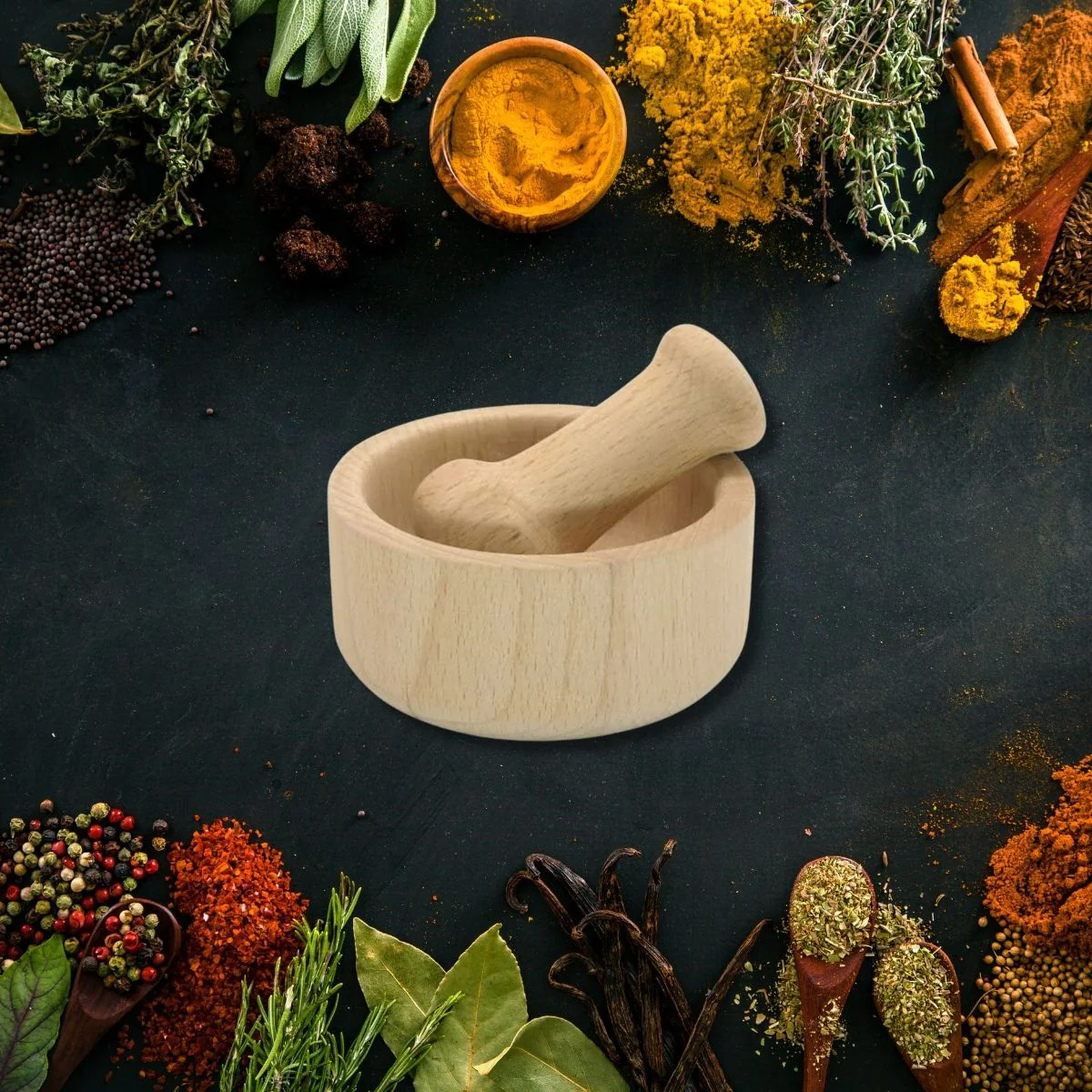 Mortier et pilon de cuisine en bois Wood Edition Fackelmann