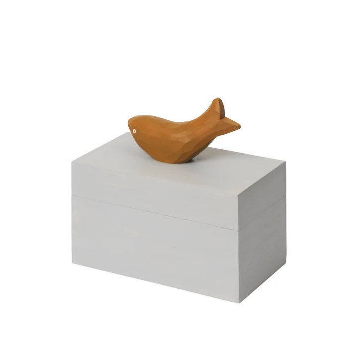Ferm Living - Harbour Aufbewahrungsbox Fisch, H 15 x 14,5 cm, mist blue / aged gold