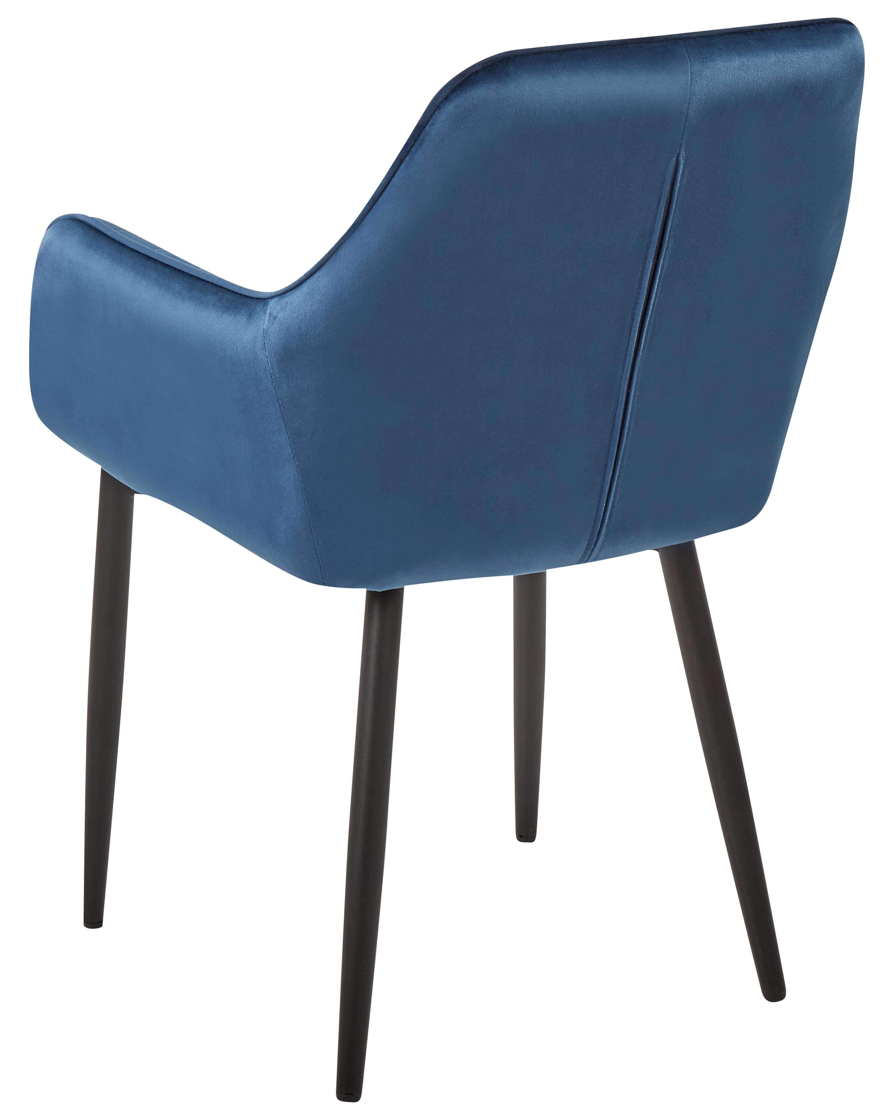 Set van 2 eetkamerstoelen WELLSTON Fluweel Donkerblauw