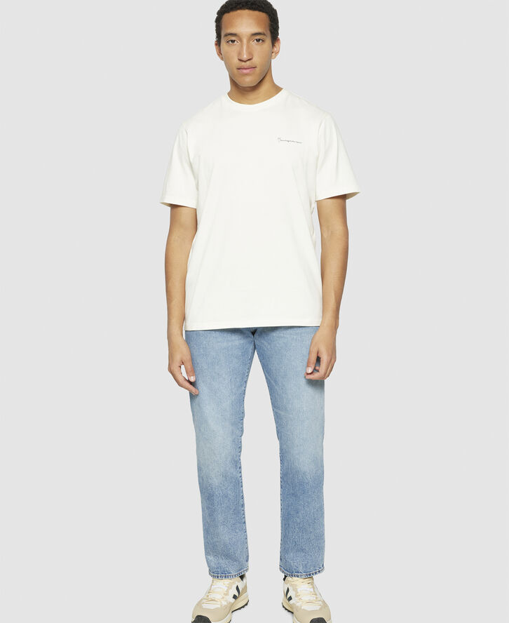 Knowledge Cotton Apparel Regular fit chill camp back print t-shirt - Regenerative Org Egret
