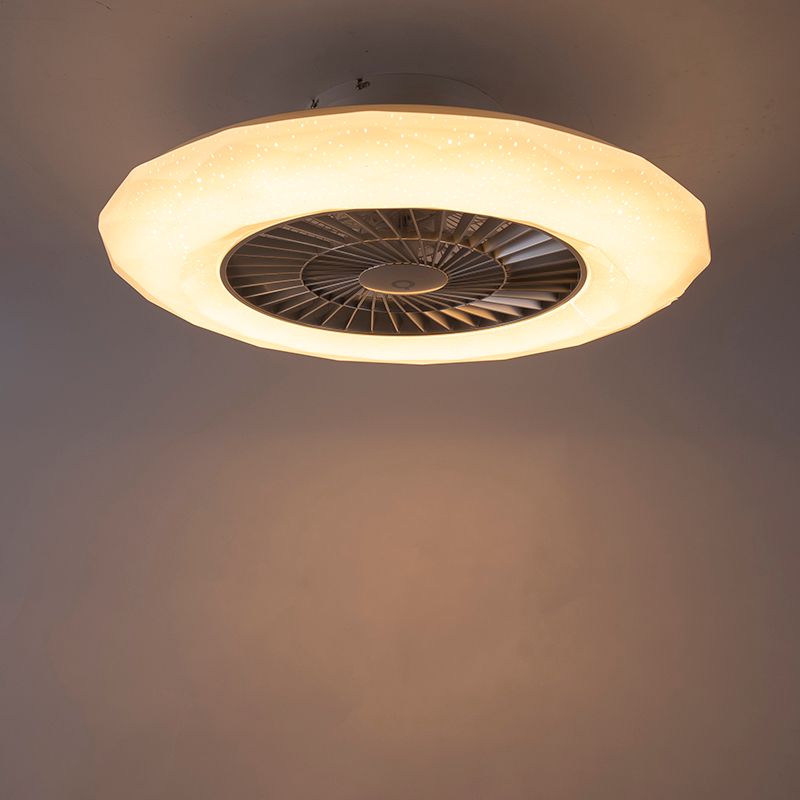 Plafondventilator zilver met ster effect 59cm incl. LED dimbaar met afstandsbediening - Clima