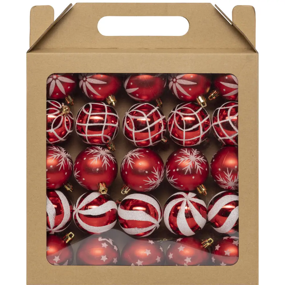 Feeric Christmas kerstballen -25x - 6cm - rood