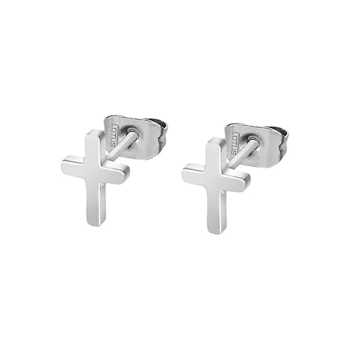 Boucles d'oreilles puce homme Lotus acier