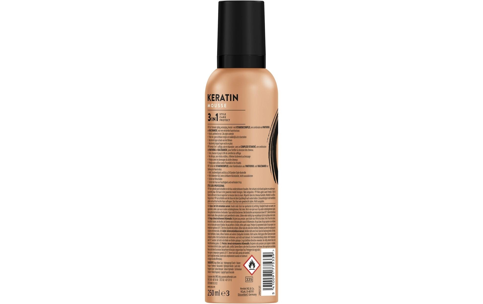 Haarschaum Keratin 250 mlHaarmousse sorgt für glattes, geschmeidiges, glänzendes Haar