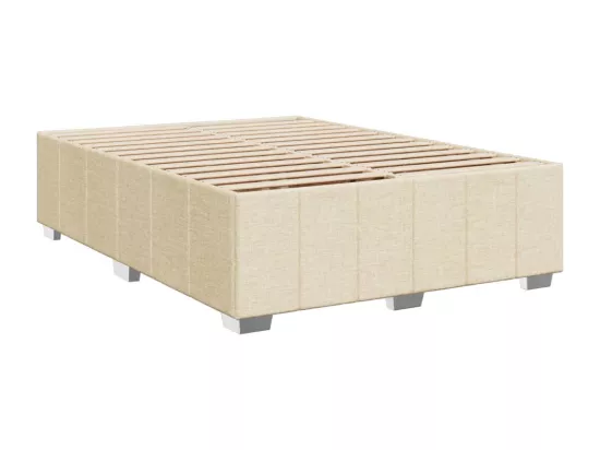 Sommier à lattes de lit avec matelas Crème 160x200 cm Tissu
