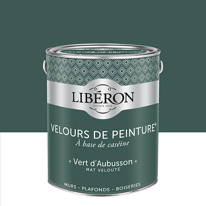 Peinture multisupport murs, plafonds et boiseries Velours de peinture vert d'aubusson Libéron 2,5L