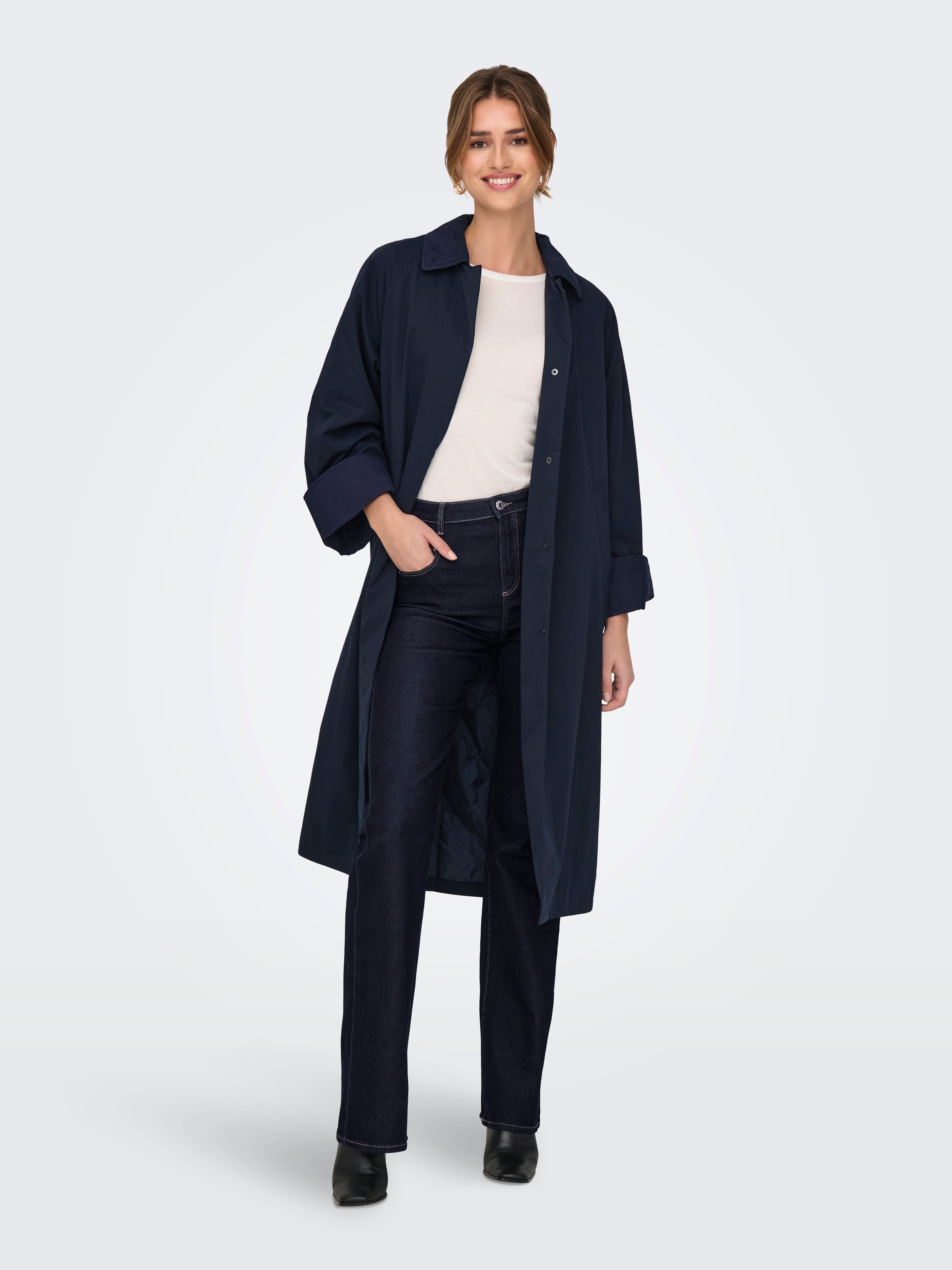 ONLSANDRA Hohe Taille Ausgestellt Jeans Dark Blue Denim