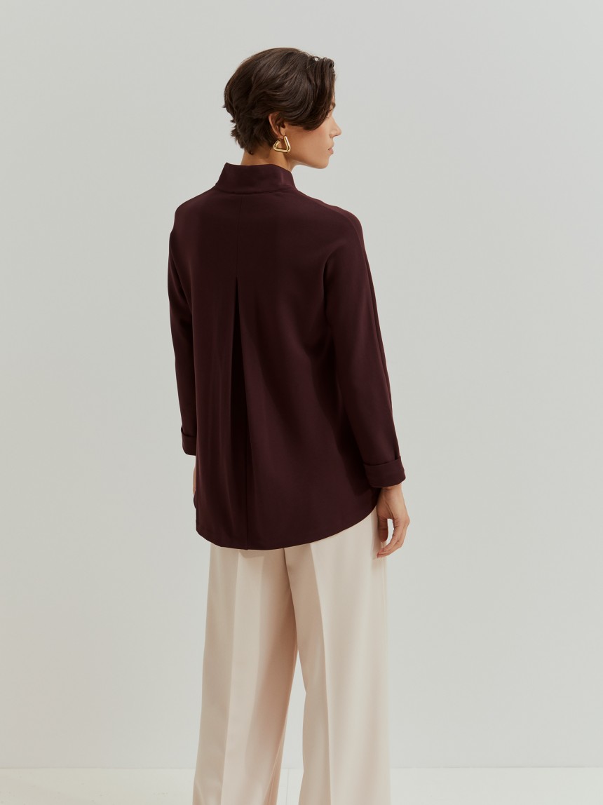 Camisola larga de meia gola