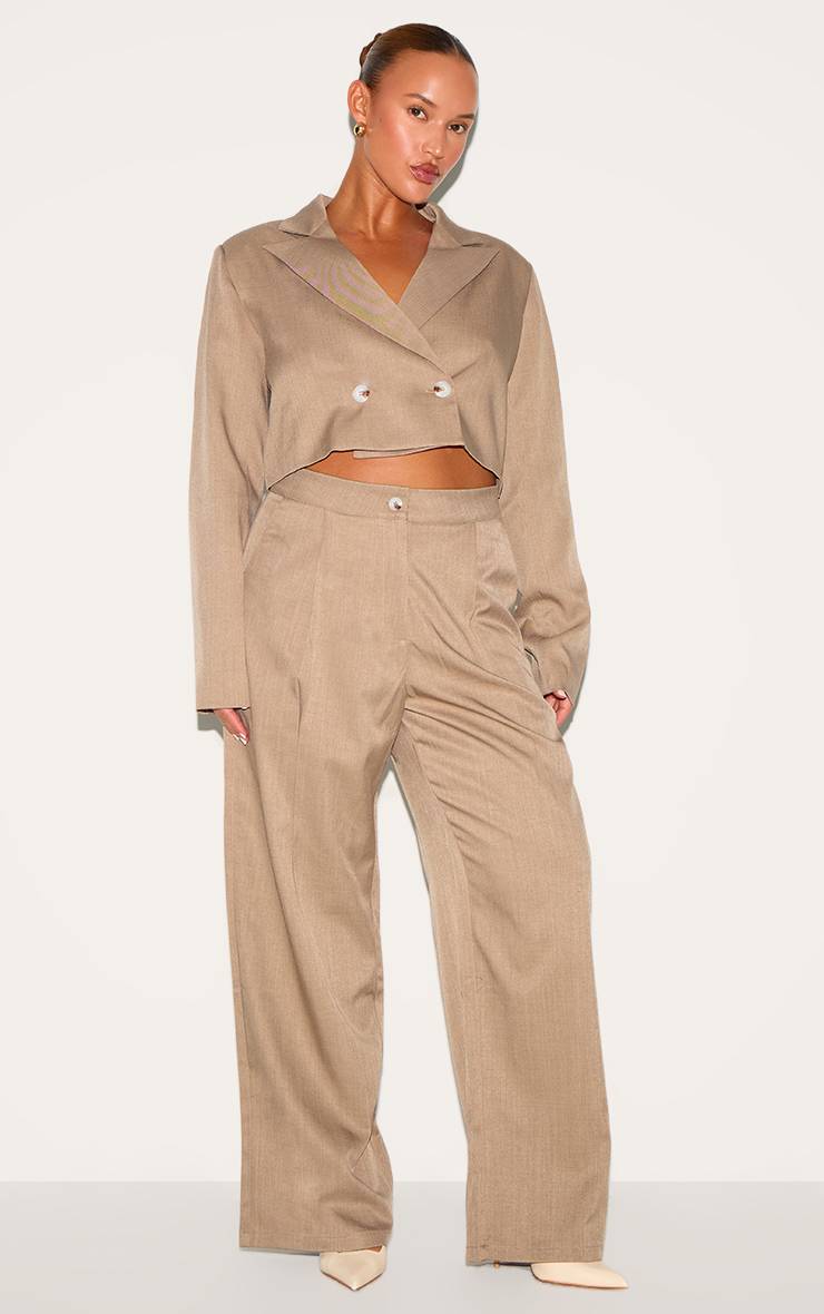 Champignon Pantalon Large Tailleur Tissé Grande Taille Coordonné