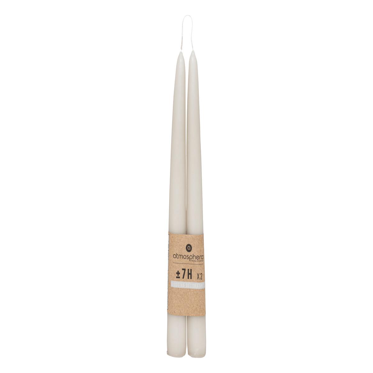 BOUGIE BATON HUGO TAUPE H.30CM X2 PIECES