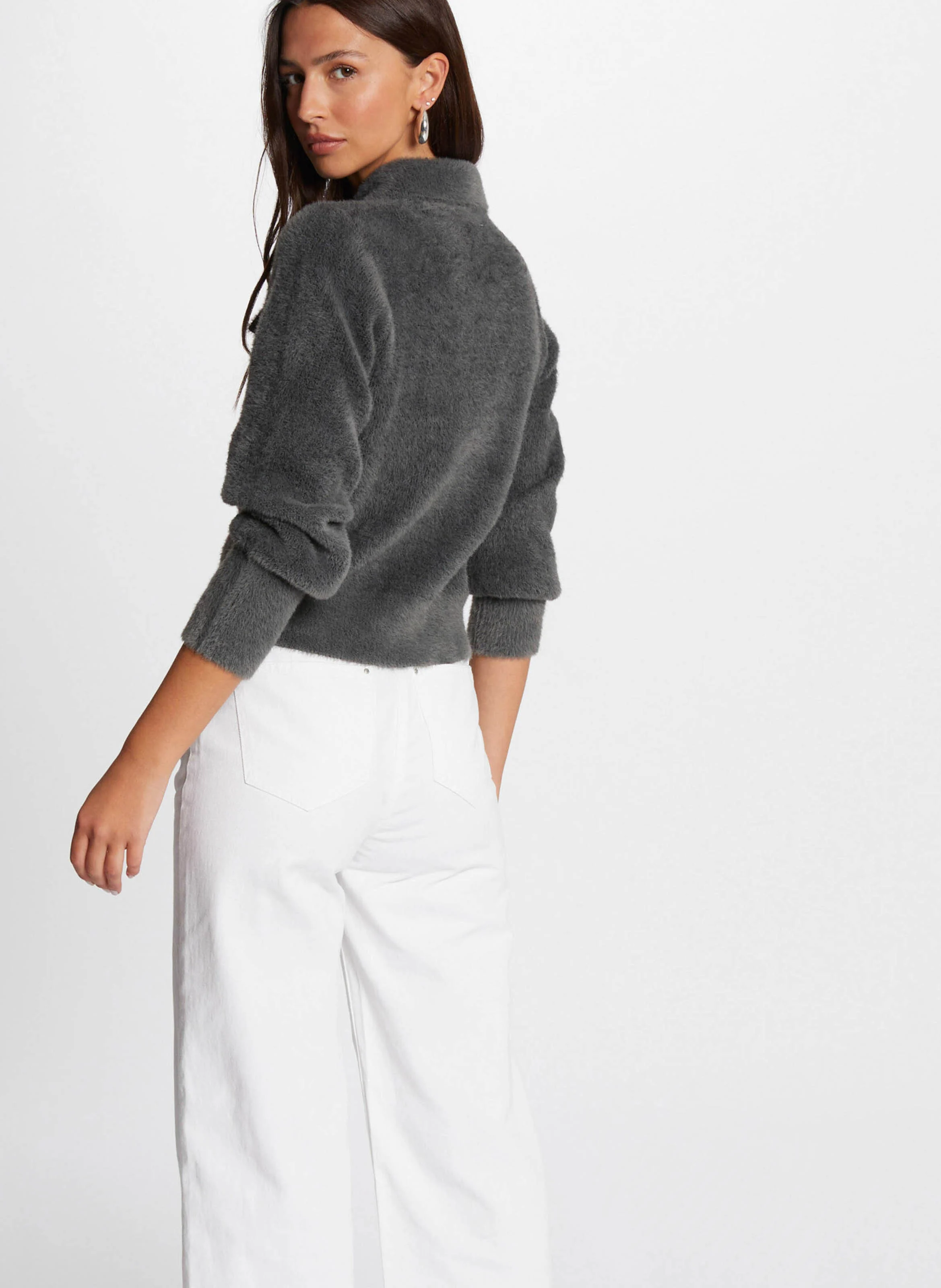 MDOMI - Gilet droit en fourrure synthétique | Gris