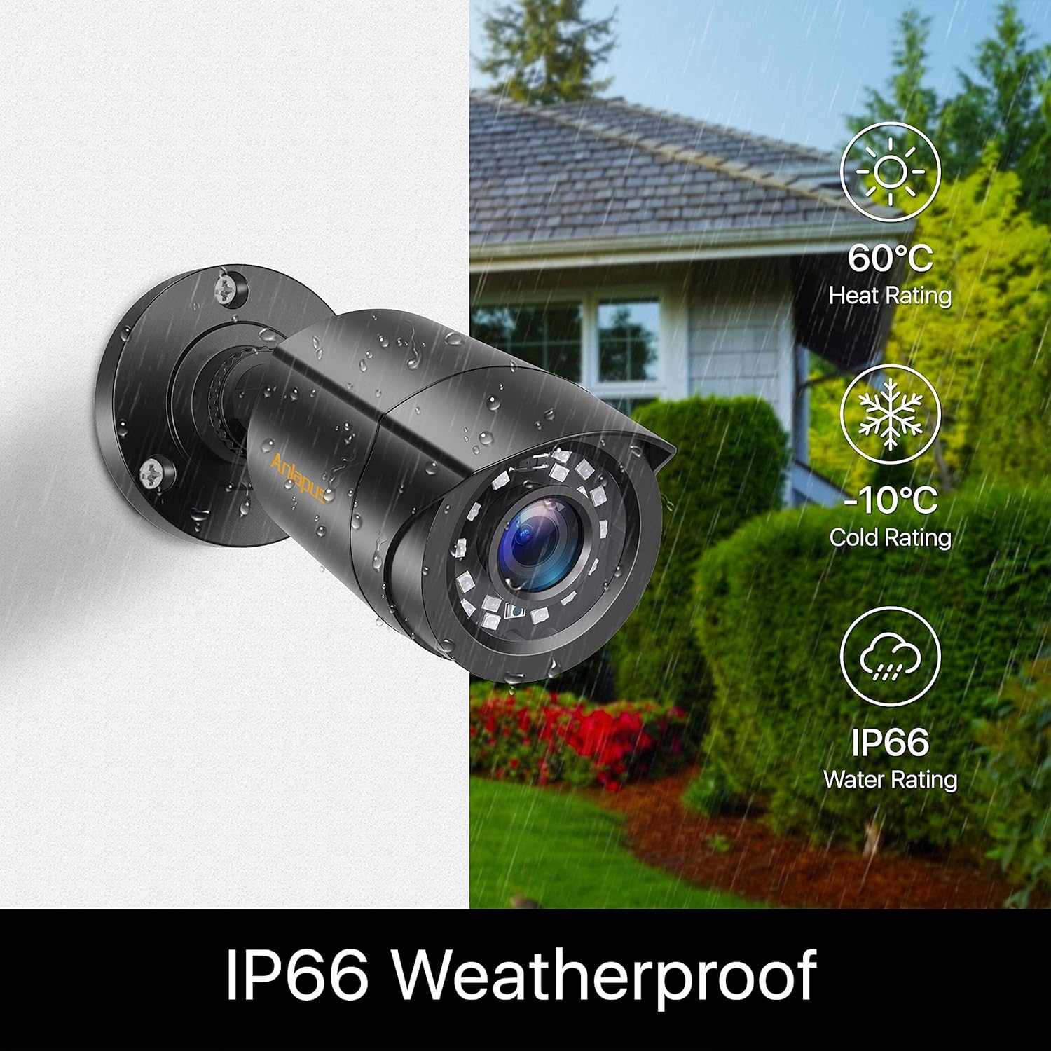 Anlapus 1080P Außen Video Überwachungssystem 8CH H.265+ DVR mit 4x 2MP Kamera ohne Festplatte für Haus Überwachung 20M IR Nachtsicht, App + Email Alarm bei Bewegungen