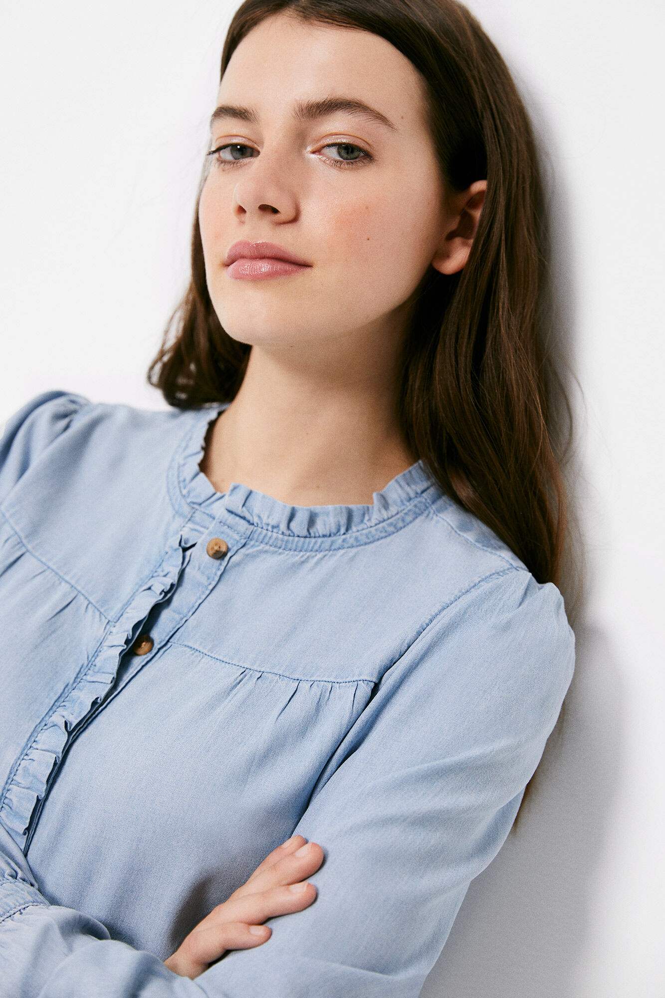 Blusa em Tencel Denim - Azul Médio