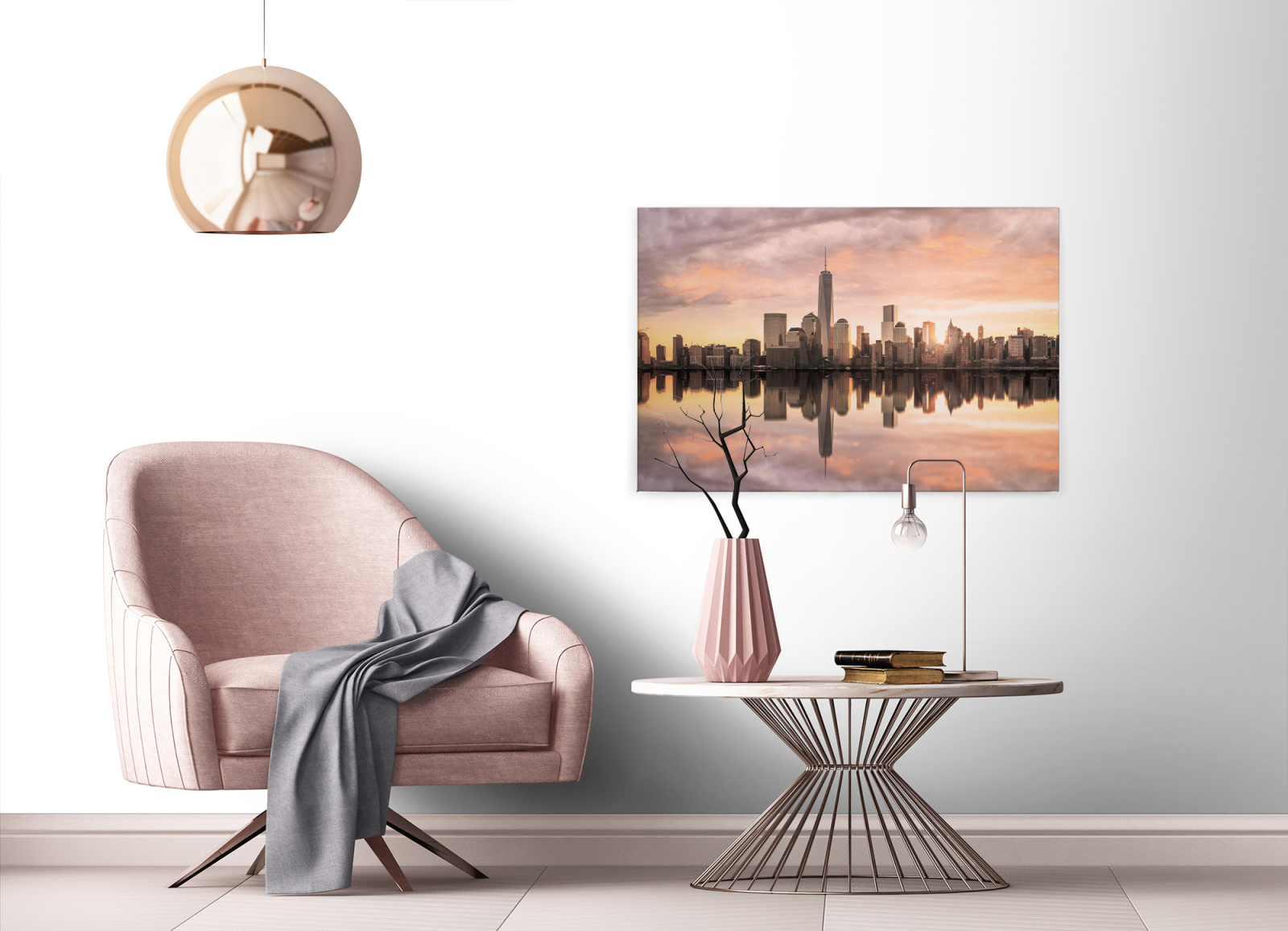 Leinwandbild SKYLINE - grau - 90x60 cm