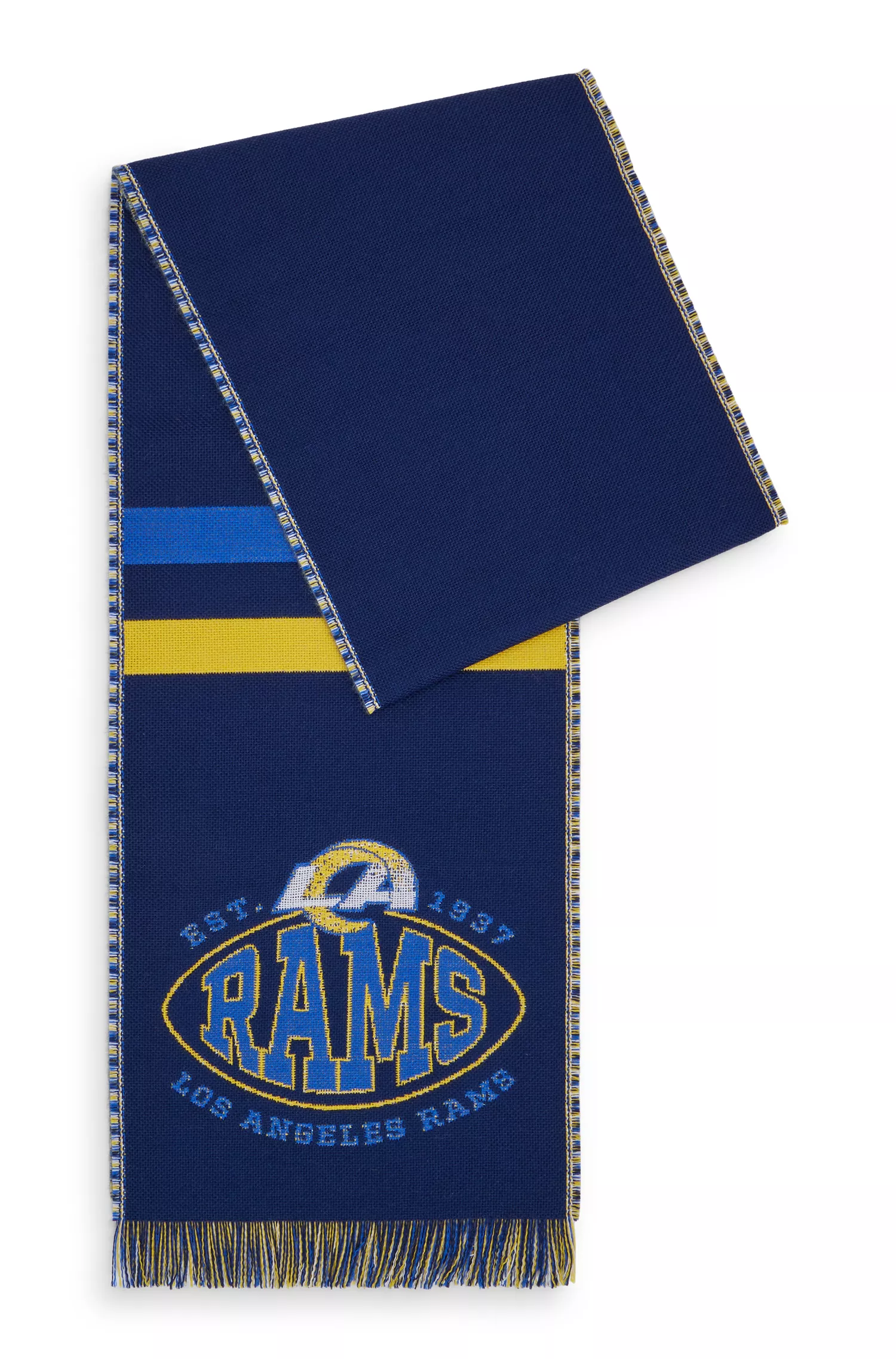 Cachecol BOSS Orange com o logo da BOSS x NFL e a marca do LA Rams.
