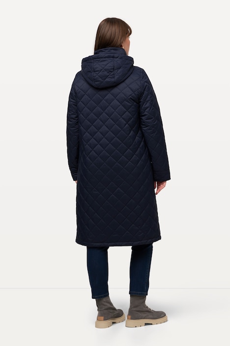 Steppmantel, Cordkragen, Kapuze, 2-Wege-Zipper