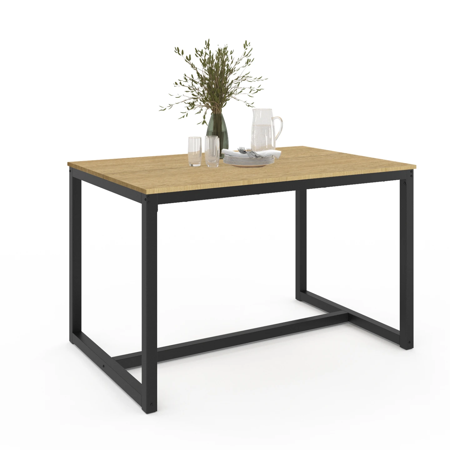 Table à manger rectangle DETROIT 6 personnes design industriel 120 cm