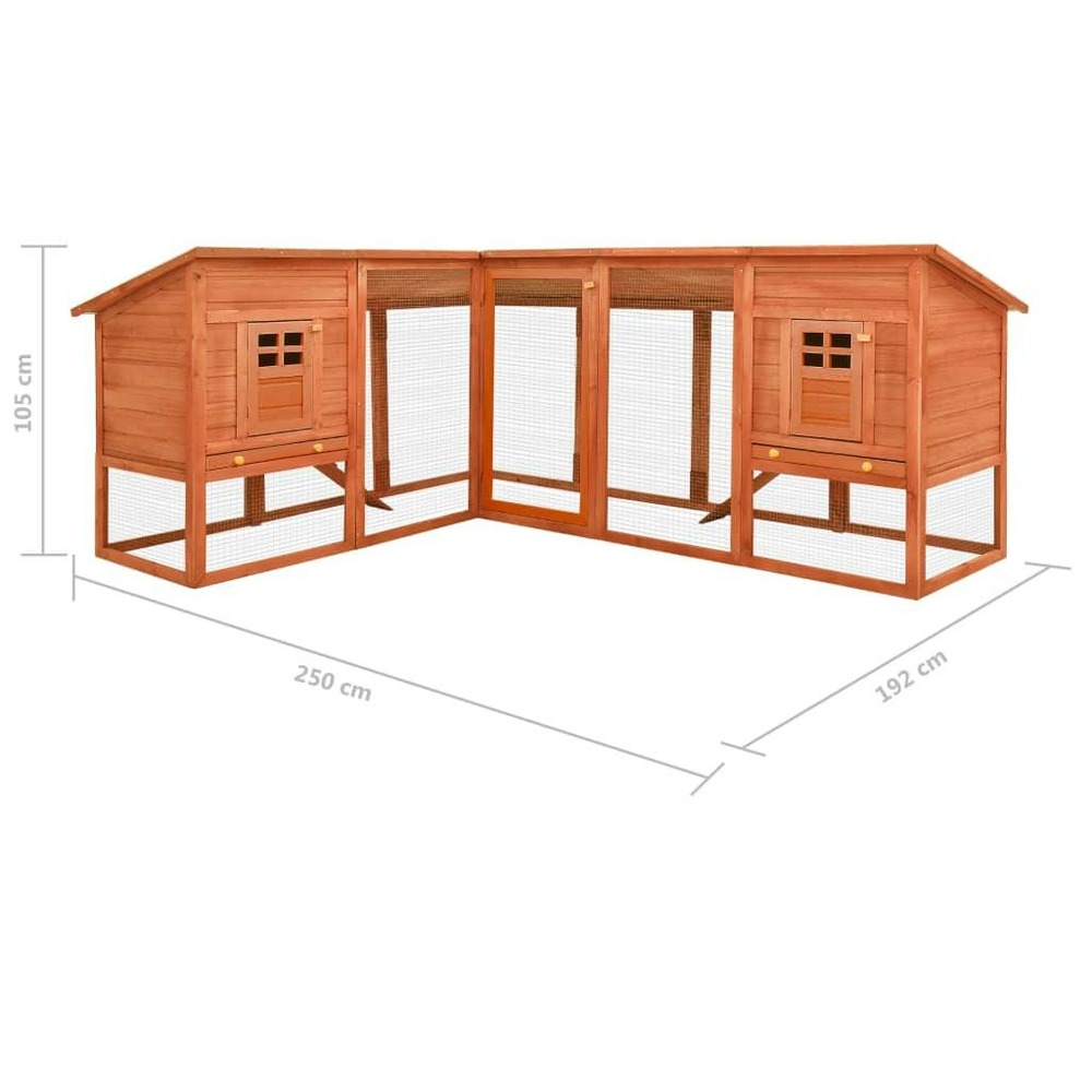 Clapier d'extérieur avec piste 250 x 192 x 105 cm bois de sapin solide marron