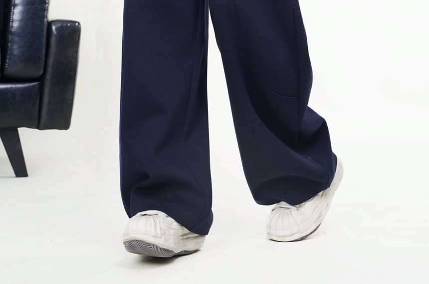 Taragon - Hoge taille effen wijde broek