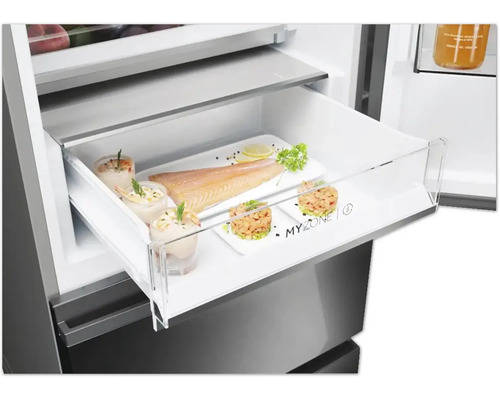 HAIER HTW5620CNMP koel-vriescombinatie, afmetingen (B x H x D): 59,5 x 205 x 66,7 cm, koelgedeelte: 289 l, vriesgedeelte: 125 l, zwart