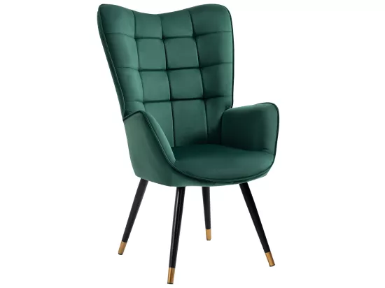 MEUBLES COSY Fauteuil Scandinave Confortable Chaise de Coiffeuse Canapé de Loisirs pour Salon Chambre Salle à Manger Bureau avec Assise Épais Accoudoirs Rembourés en Velours et Pieds Métal, Vert