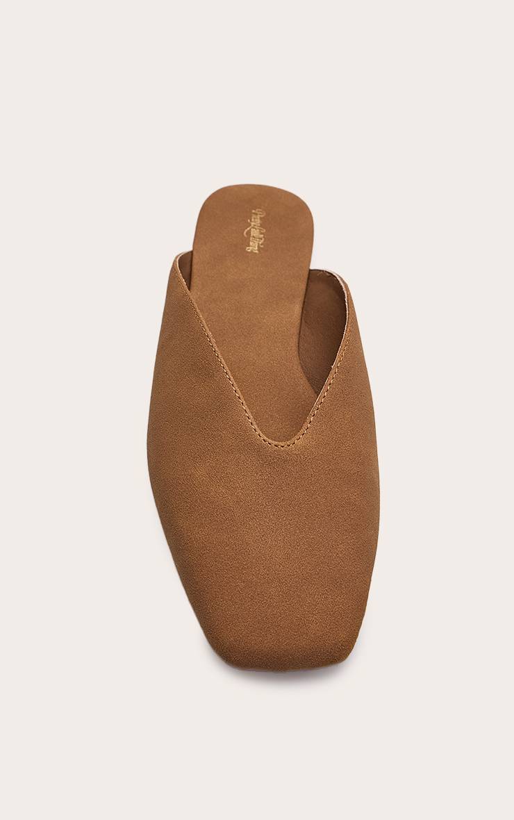 Marron Ballerines Mules En Synthétique À Découpe En V