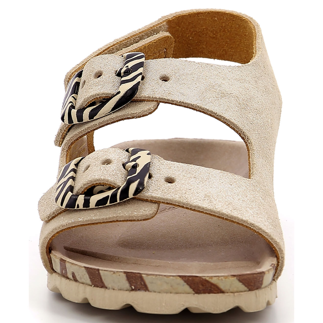 Kickers Sandales en Cuir Sunyva argenté/zèbre