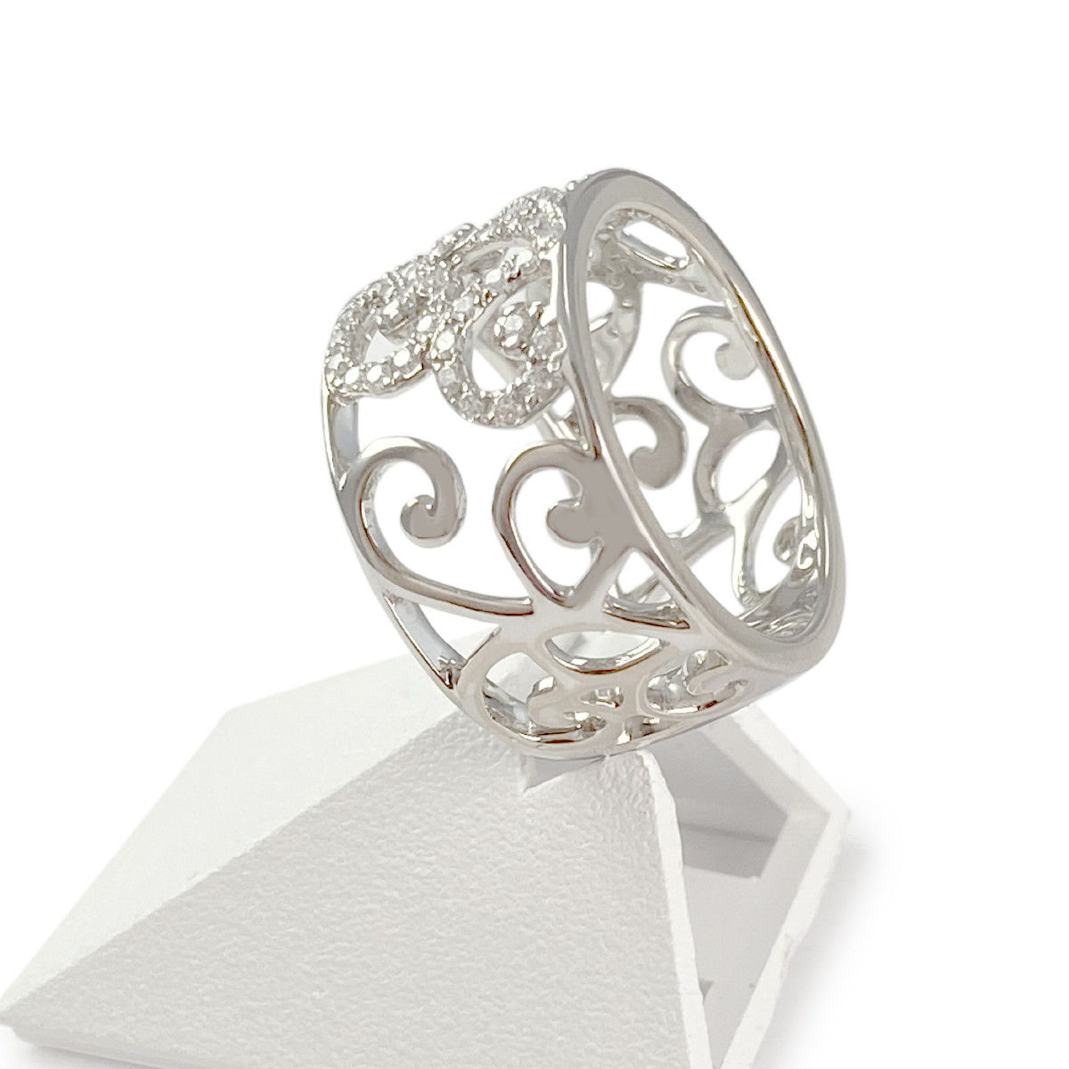 Bague d'occasion or 750 blanc diamant