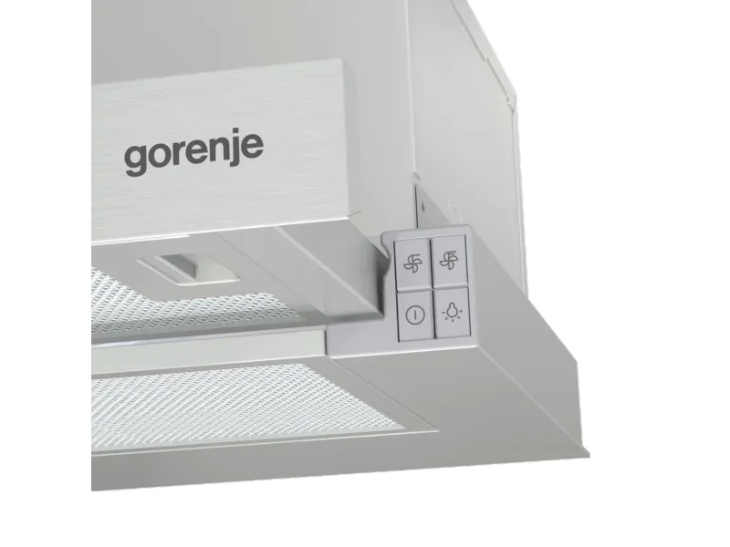 Gorenje Essential TH62E3X - Hætte - teleskopisk - bredde: 60 cm - dybde: 30.6 cm - udtrækning og recirkulation (-) - rustfrit stål