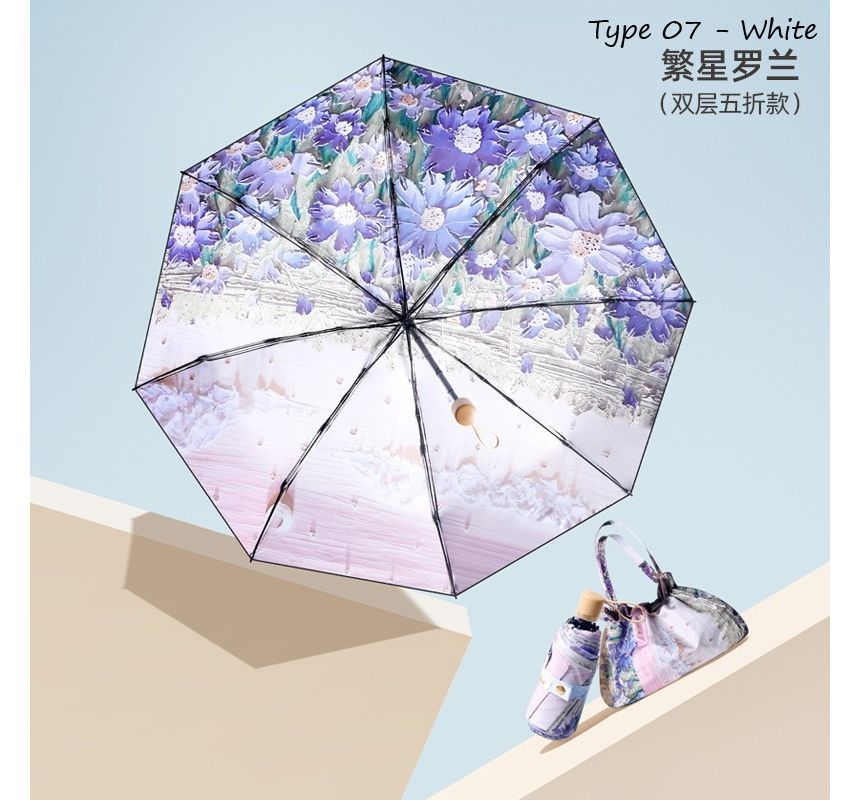 Fenmo - Compacte paraplu met bloemenmotief (diverse designs)