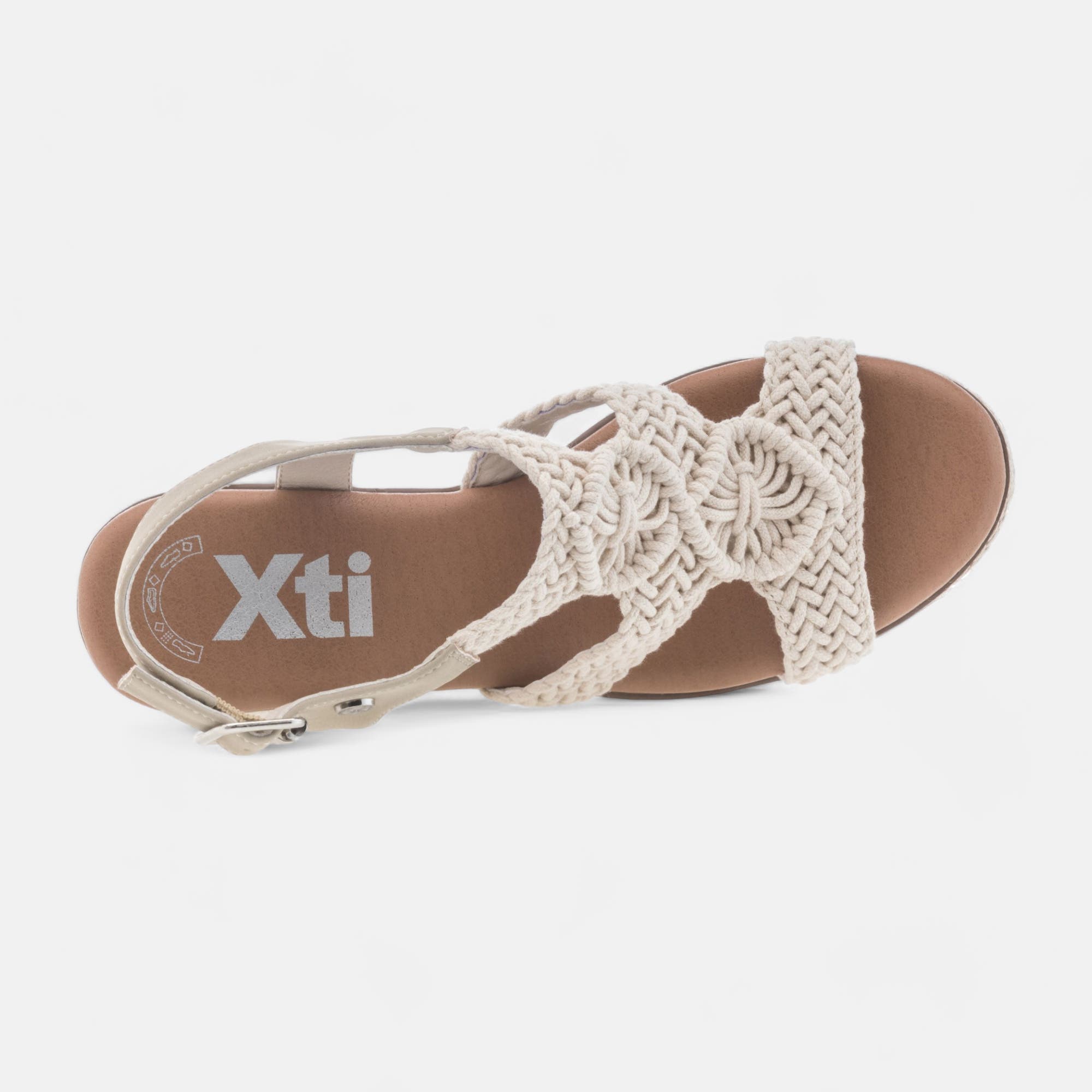 Espadrilles à talon compensé Femme beige