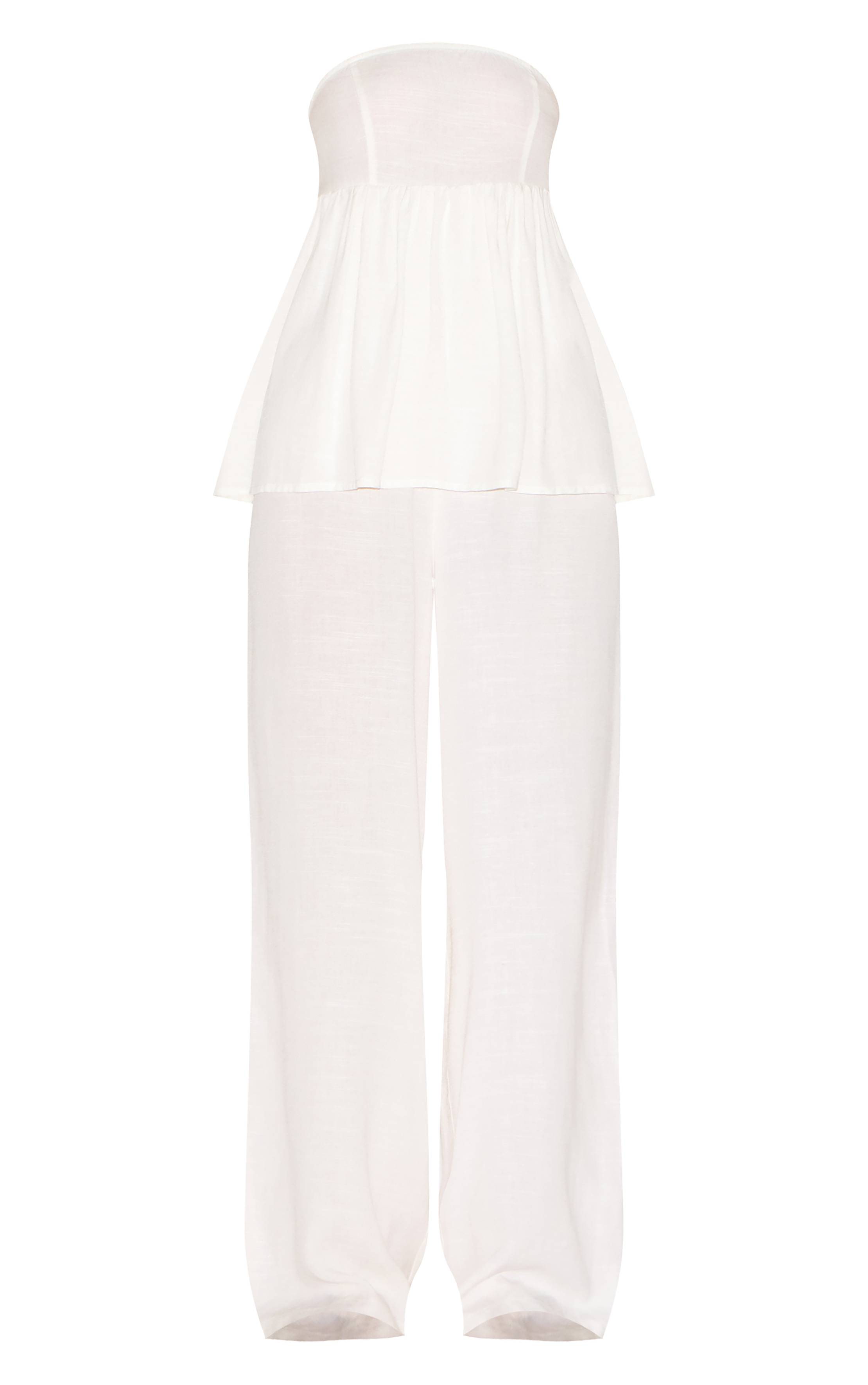 Blanc Combinaison Bustier À Détail Péplum