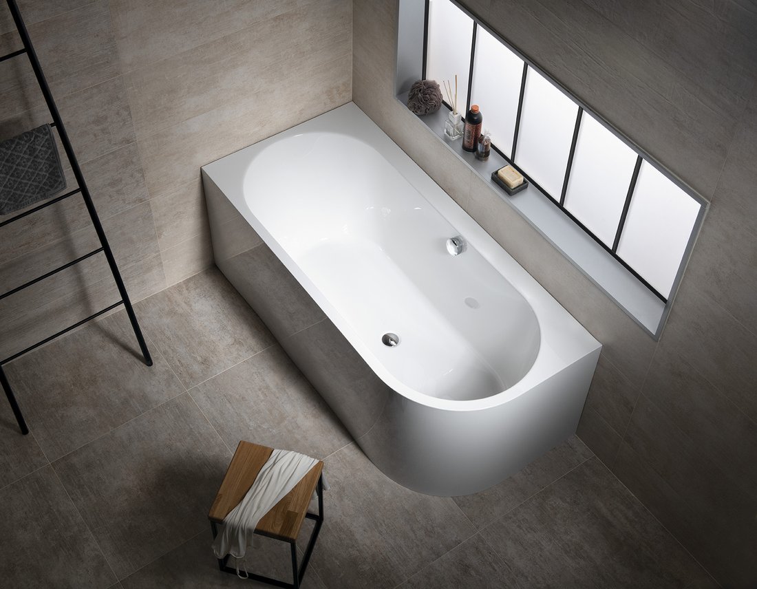 SCHADEMODEL: Polysan Monolith ligbad links 160x75x60cm wit