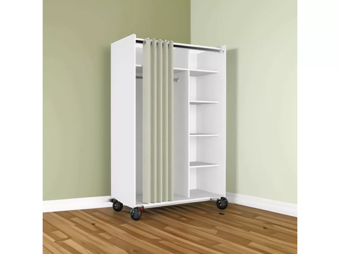 Grande Garde-robe Dsesi, Meubles de chambre, Penderie de plain-pied, Placard à vêtements, 100x48 h160 cm, Blanc
