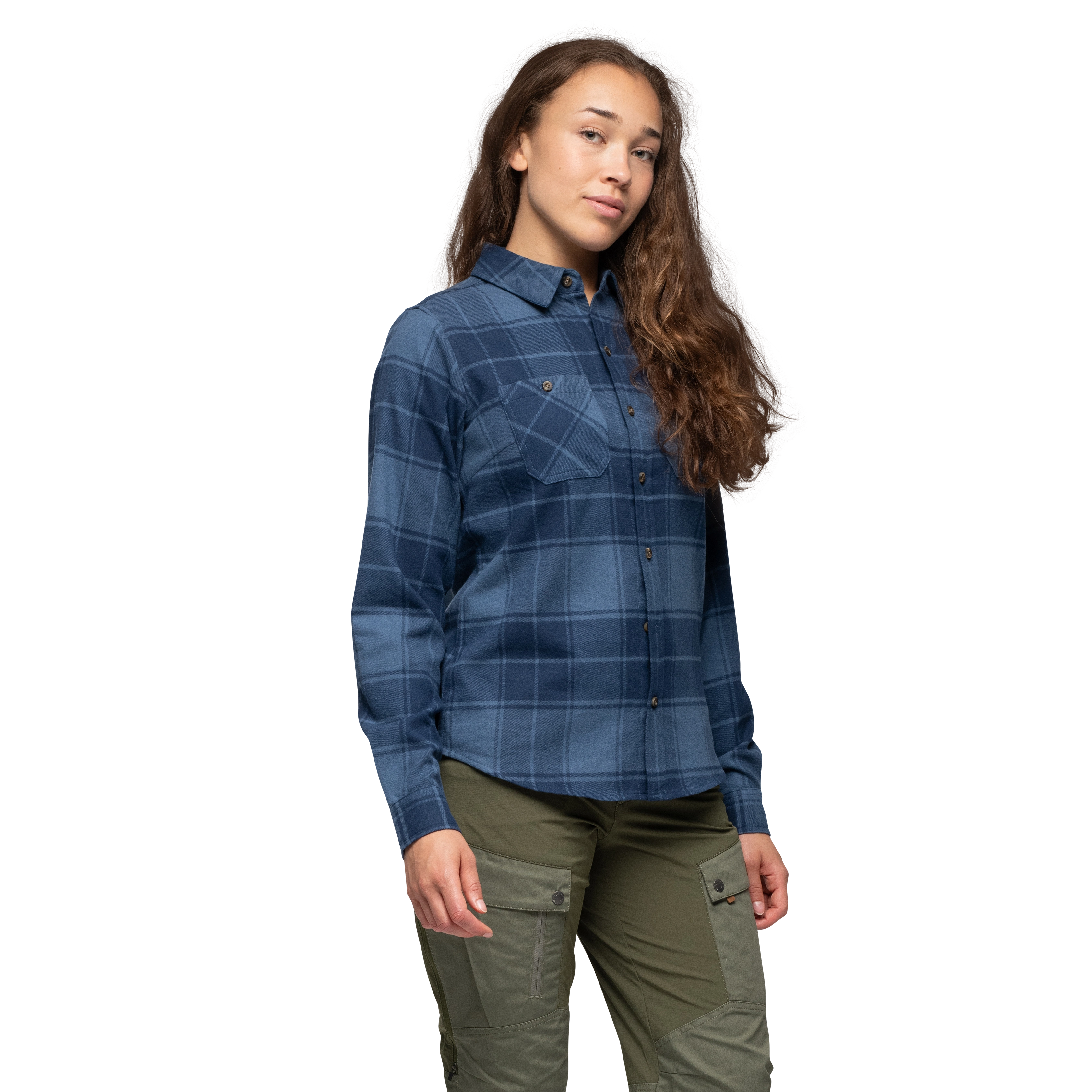 Nordmarka Flannel Shirt Women Granite Blue / Navy Blue Check