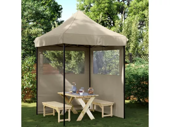 Tente de réception pliable escamotable avec 2 parois latérales